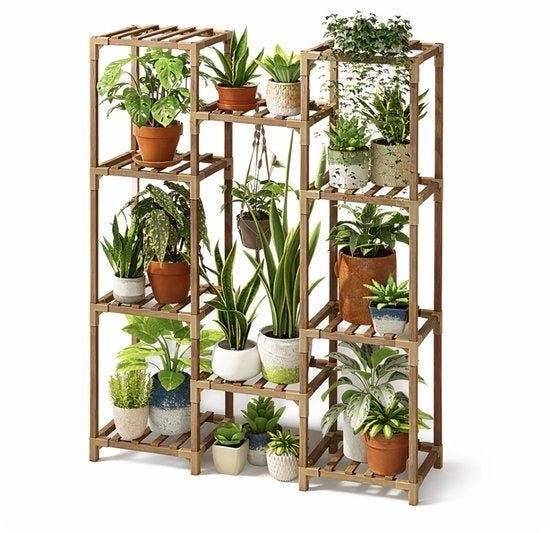 Standarizzazione per Piante in Legno per Interno ed Esterno – Modello Alto per Piante Multiple, Adatto per Salotto, Patio, Balcone o Giardino – Miele