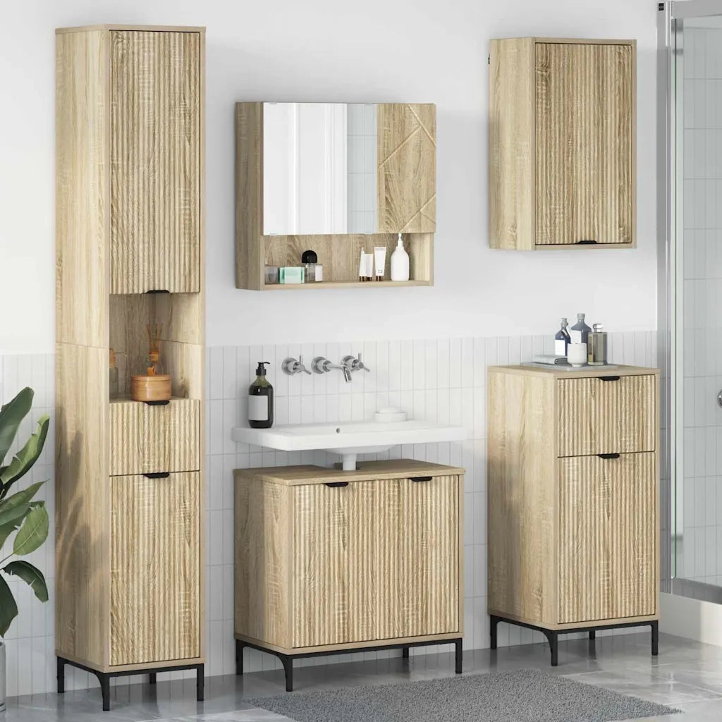 Set di mobili per il bagno con cassetto con porta Rovere Sonoma