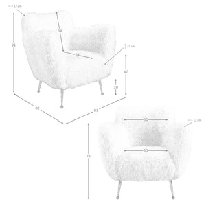 Poltrona bianca in tessuto a pelo lungo