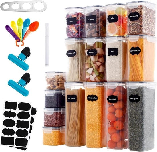 Contenitori a prova di aria per alimenti - set da 16 pezzi con scatole per muesli - BPA libero - adatto per cereali secchi .
