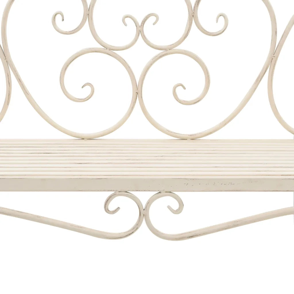 Panchina da Giardino 132 cm in Metallo Bianco Anticato 45430
