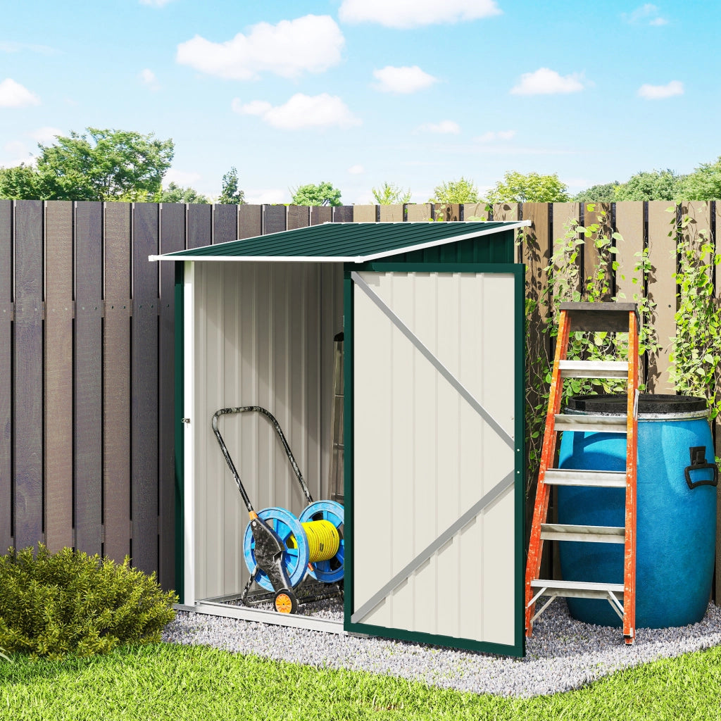 Casetta Box da Giardino Porta Attrezzi 100x104x160 cm con Porta a Battente in Acciaio Galvanizzato Verde
