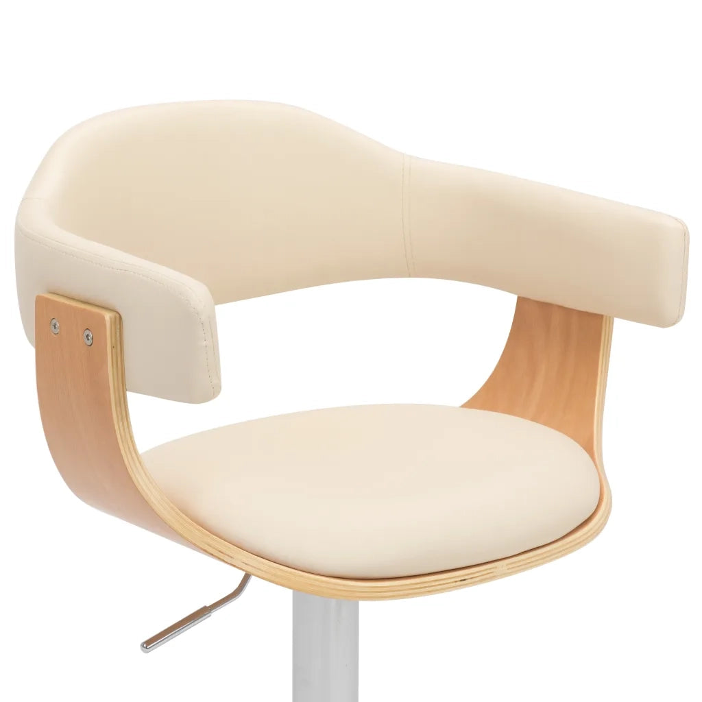 Sgabelli da Bar 2 pz Crema in Legno Piegato e Similpelle 283116