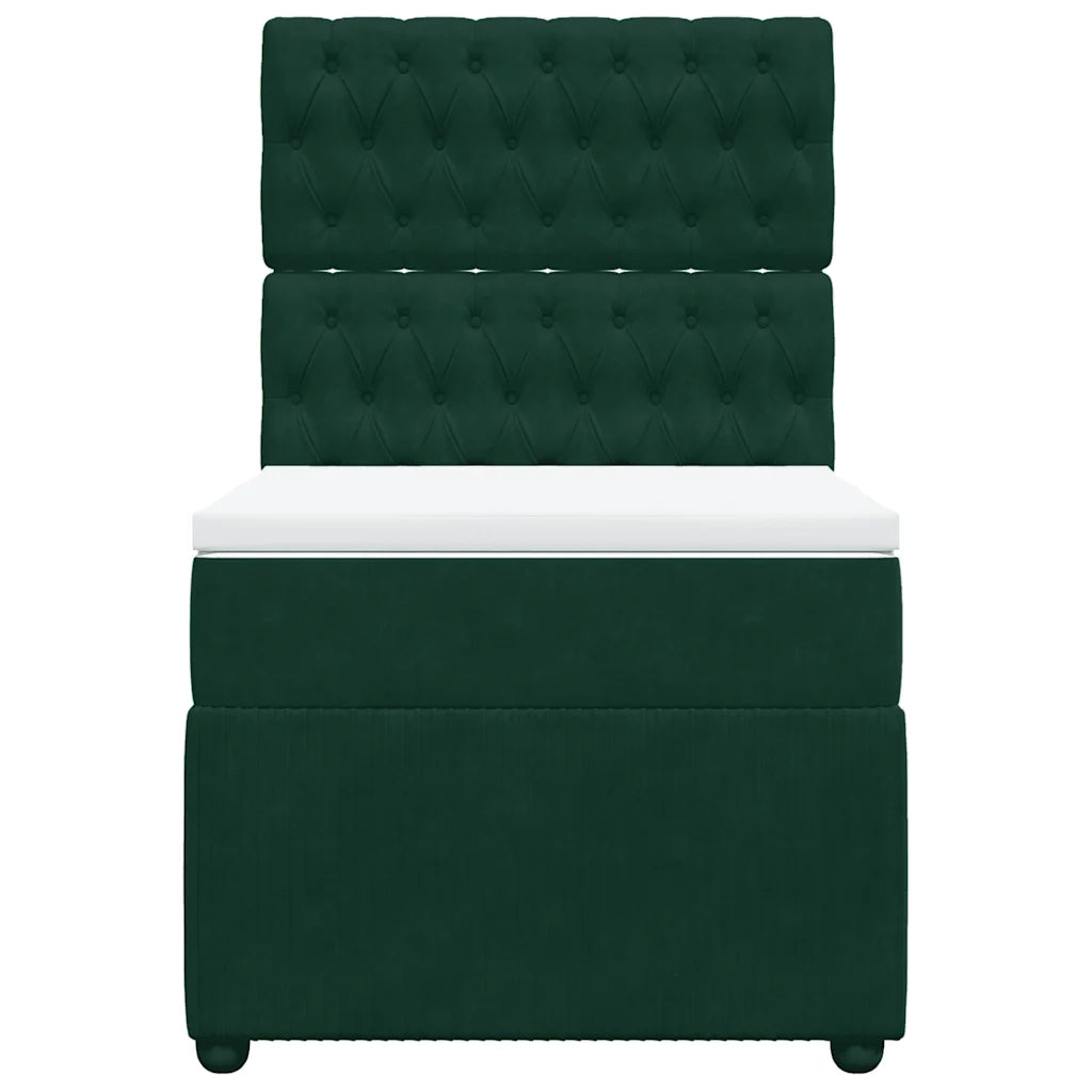 Giroletto a Molle con Materasso Verde Scuro 90x200 cm Velluto