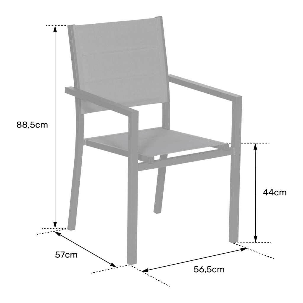 Set di 4 sedie imbottite in alluminio antracite - textilene grigio