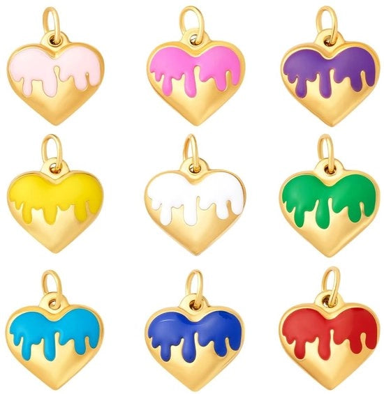 9 pezzi di appigli hartformi in oro con smalti colorati