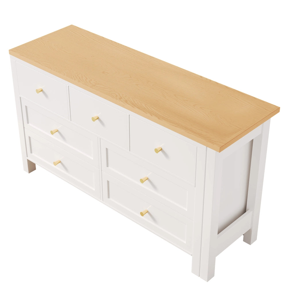 SCRIVANIA 2 in 1 con 7 cassetti 120x40x70 cm Bianco/Quercia
