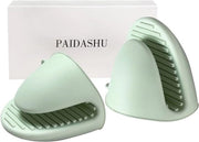 Manica per forno di silicone spessa supporto per padelle mini-forno resistente al calore con guantini pieghevoli per cucina, cottura, barbecue (verde)