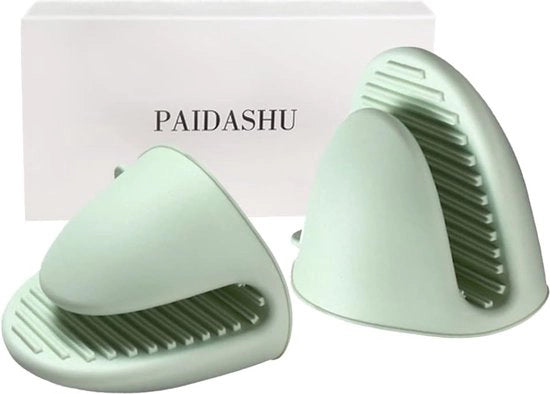 Manica per forno di silicone spessa supporto per padelle mini-forno resistente al calore con guantini pieghevoli per cucina, cottura, barbecue (verde)