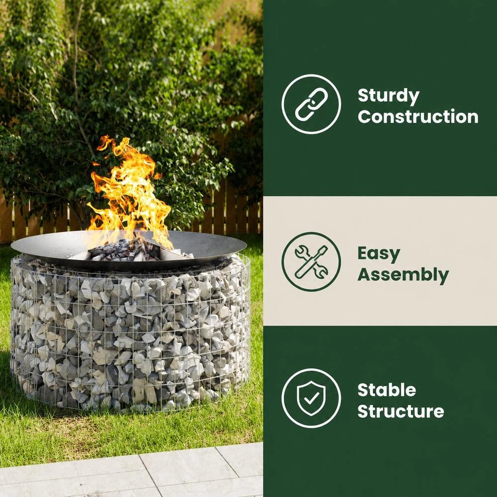 Gabion Fire Pit 100 Cm Galvanized Iron