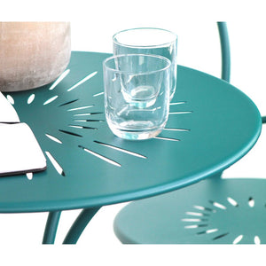 Set Tavolino e 2 Sedie Pieghevoli da Giardino Deco Turchese