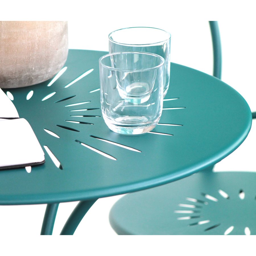 Set Tavolino e 2 Sedie Pieghevoli da Giardino Deco Turchese