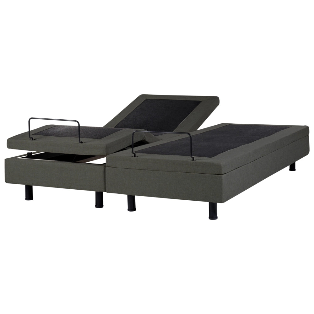 Letto matrimoniale regolabile elettronicamente con telecomando senza testata in poliestere grigio scuro 180 x 200 cm stile moderno