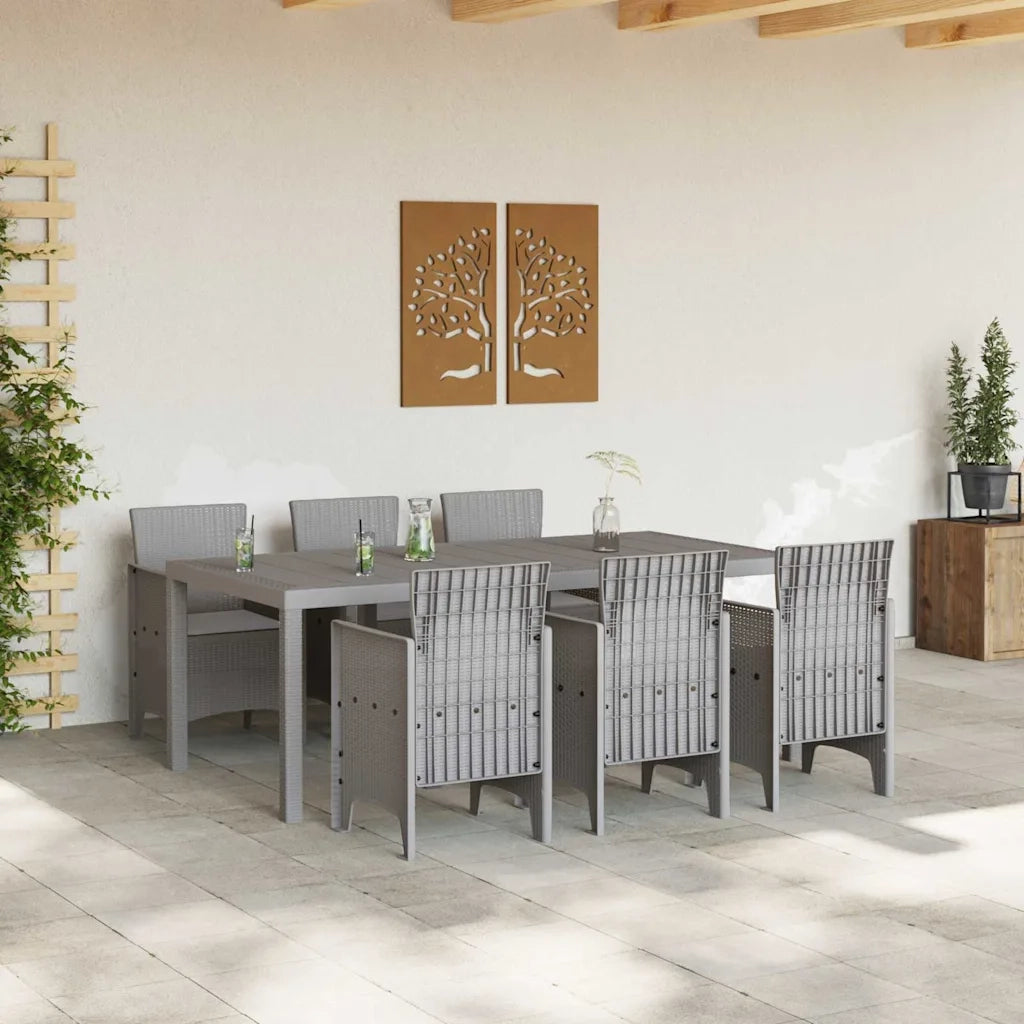Set da Pranzo per Giardino 7 pcs Grigio Chiaro Polipropilene 3378729