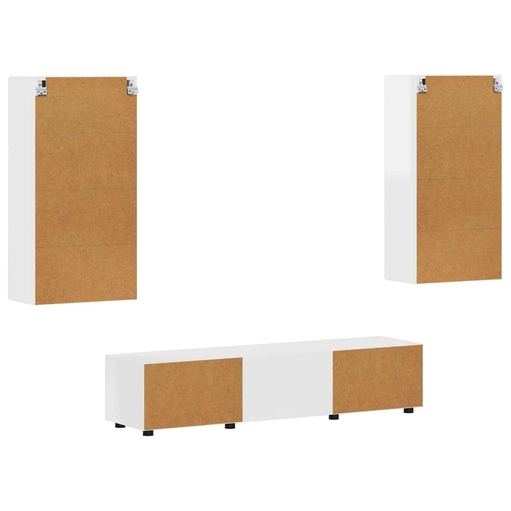 Set mobile TV FLORIN 3 pcs Bianco Lucido Legno multistrato 3397928