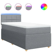 Letto singolo | Letto per adulti | Giroletto a Molle con Materasso Grigio Chiaro 80x200 cm Tessuto