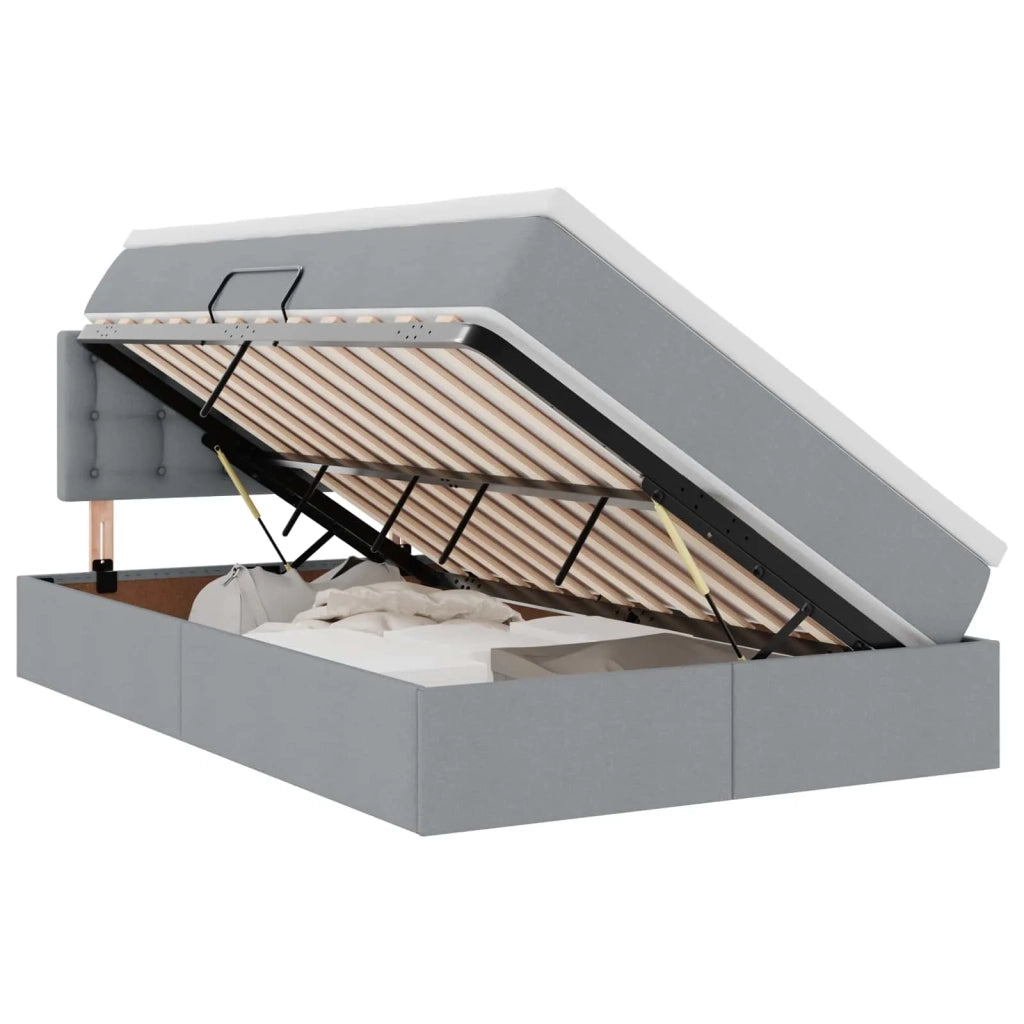 Letto con contenitore e materasso Grigio chiaro 120 x 200 cm