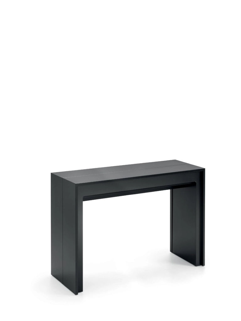 Consolle Allungabile Segmenta OM/119/N, Laccato Nero Opaco, Struttura in MDF e Allunghe in Melaminico Antigraffio - Stones