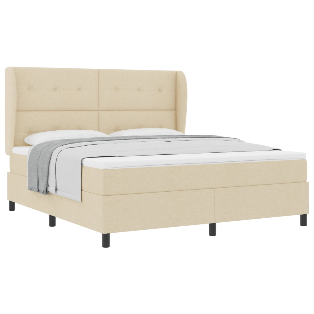 Letto Box Spring con Materasso - Crema 180x200 cm Tessuto