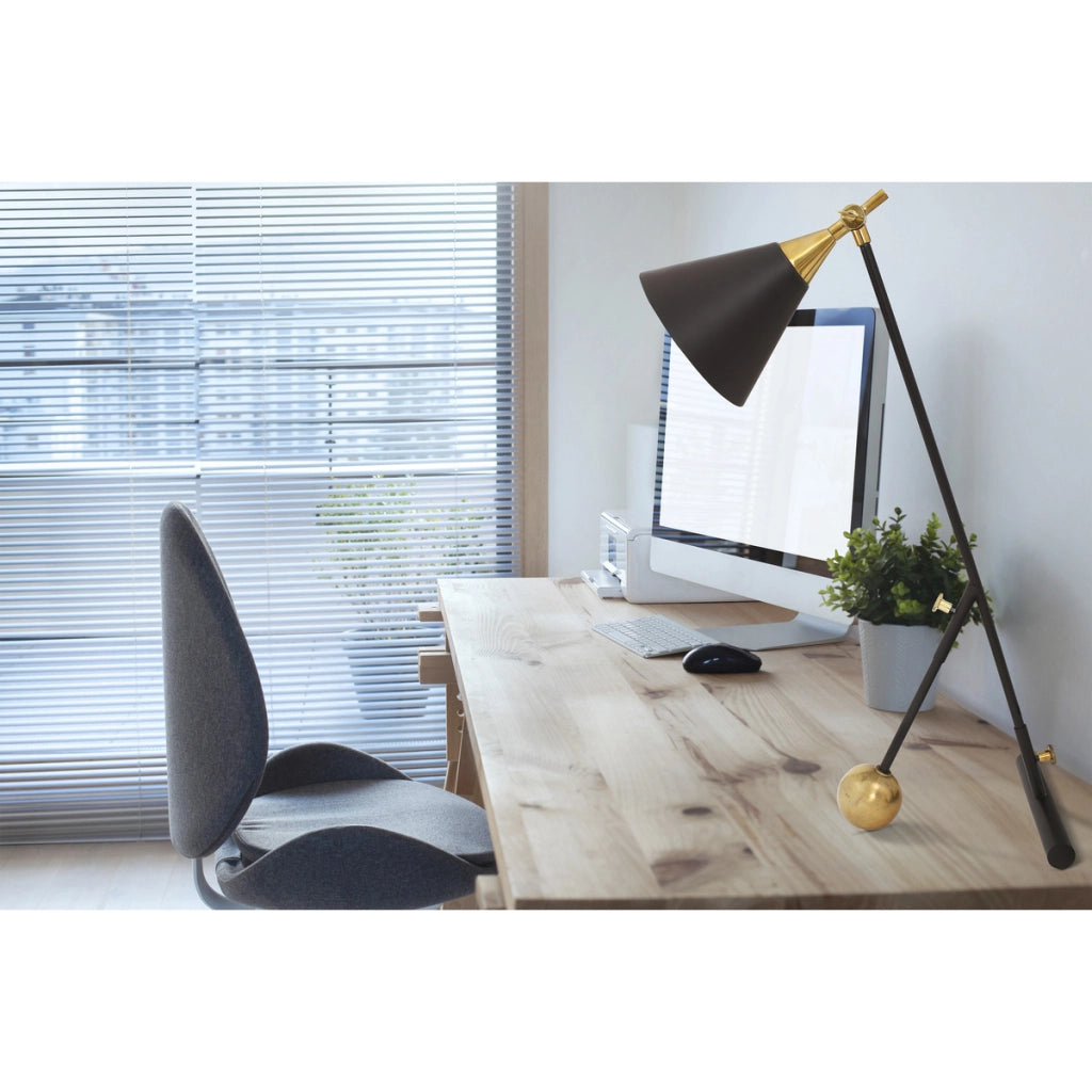 Lampada da tavolo Celeste in ferro e ottone nero e oro