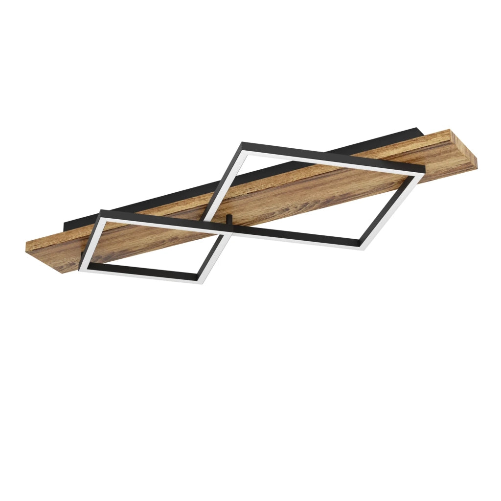 Plafoniera Rustica Country Boyal Metallo Nero 2 Luci Led 28W 1750+2050Lm Ip20