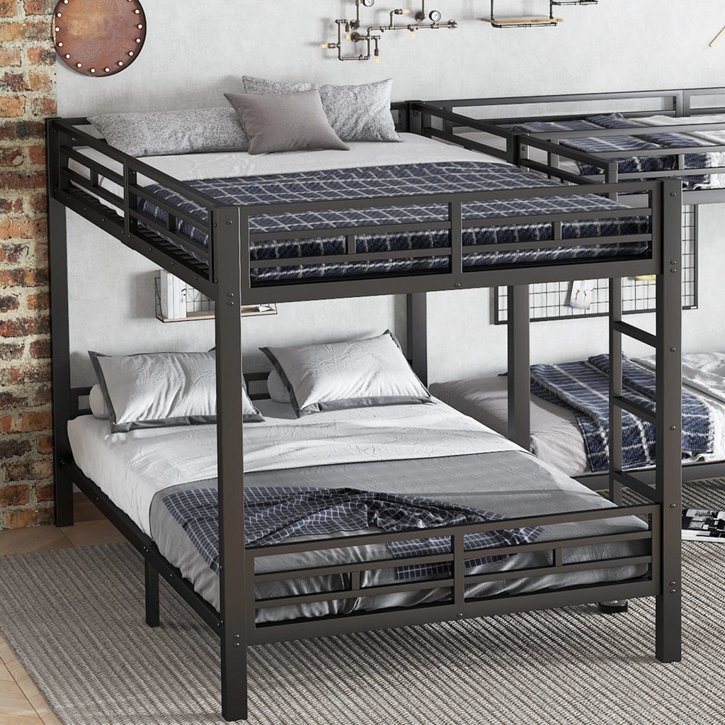 Letto a castello in ferro nero 90x200 e 140x200 cm