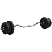Set di pesi 25 kg totale e bilanciere con presa antiscivolo, Ø 25x120 cm, Nero