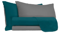 Set Lenzuola Singolo Sopra Sotto e Federe Doubleface Verde Petrolio/Fumo