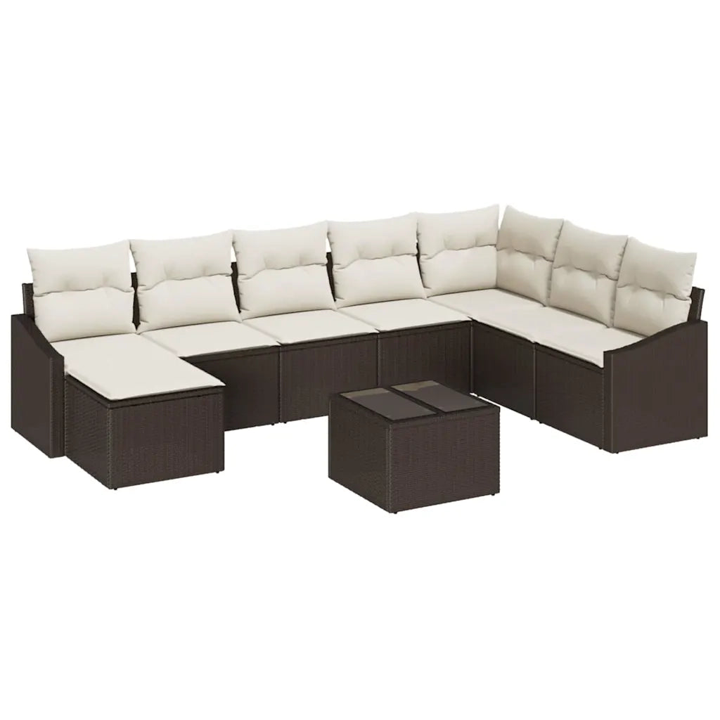 Set di divani con cuscino 9 pcs Marrone polyrattan 3346848