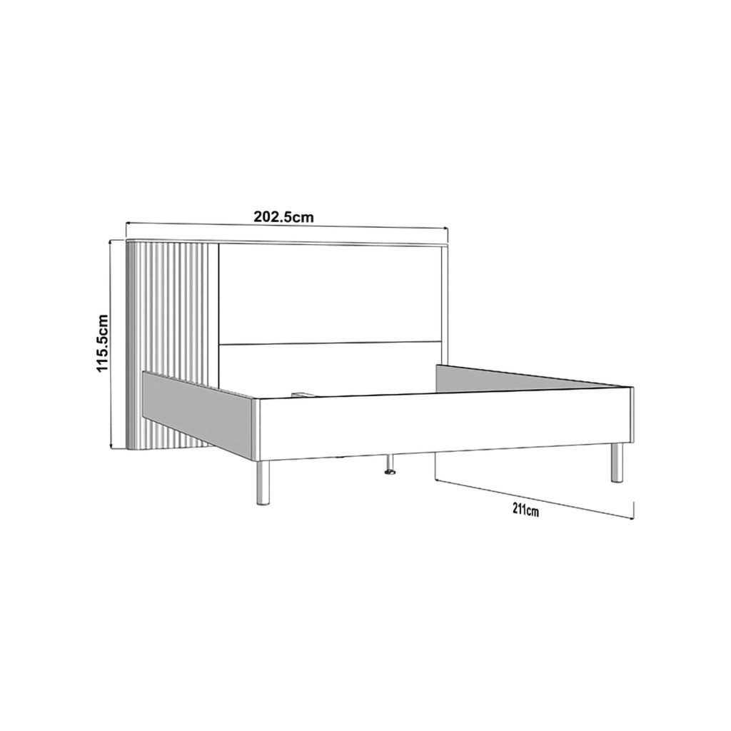 Letto Matrimoniale Banff, Letto Matrimoniale Dimensione Materasso 180x200 cm, Grigio Scuro