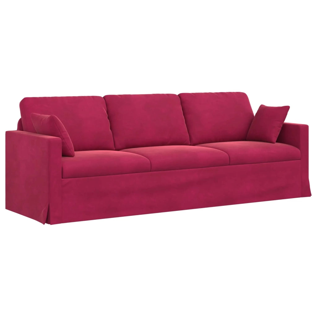 Divano Rosso Vino 228 x 78 x 80 cm Velluto