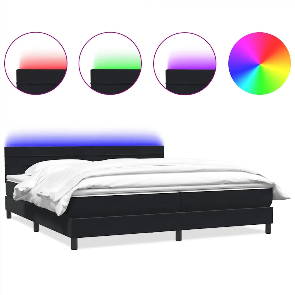 Letto a Molle con Materasso e LED Nero 200x220 cm in Velluto 3317045