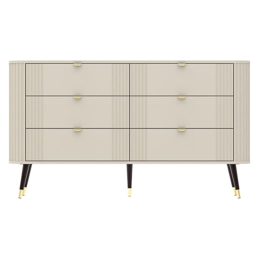 Lanola, Cassettiera 6 Cassetti, 138x40x80h cm Beige Cashmere