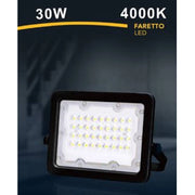 Trade Shop - Faro Faretto Led Proiettore Esterno Nero 30w Ip65 Luce 6500k 4000k 3000k Fs30w-n - -bianco Naturale      -