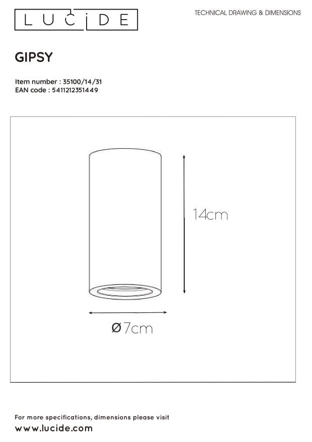Spot da soffitto Lucide Gipsy gesso bianco GU10 35W