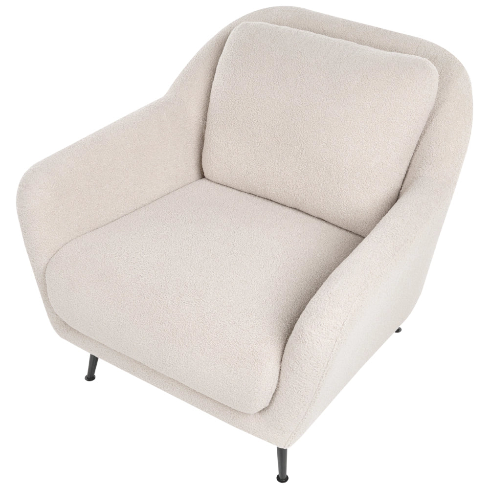 Poltrona Tappezzeria in tessuto ferro Gambe nere con braccioli Seduta spessa Stile moderno Soggiorno Beige