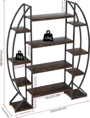 Pianta a 5 livelli - Piantagione a forma di mezzaluna - Piantagione per piante grandi a forma ovale curva - Per interni - Per salone e balcone - Nero - Legno