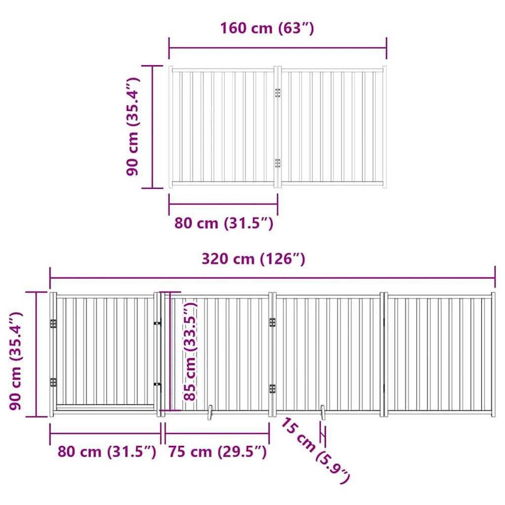 6-piece Dog Gate With Door, Foldable, 480 Cm, Poplar Wood