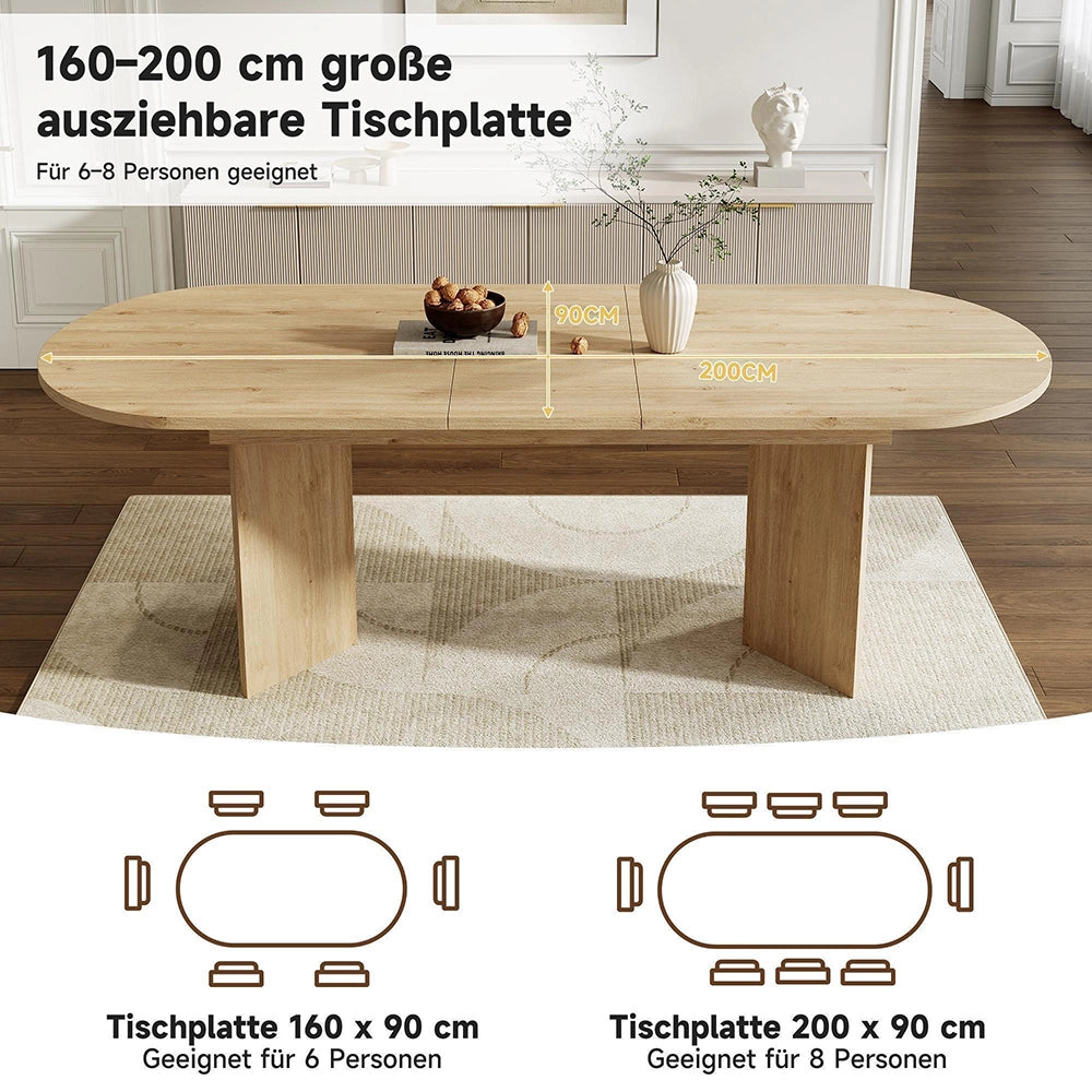 Tavolo allungabile per 6-8 persone - Xylo - 160/200x90 cm - Colore quercia - Stile semplice