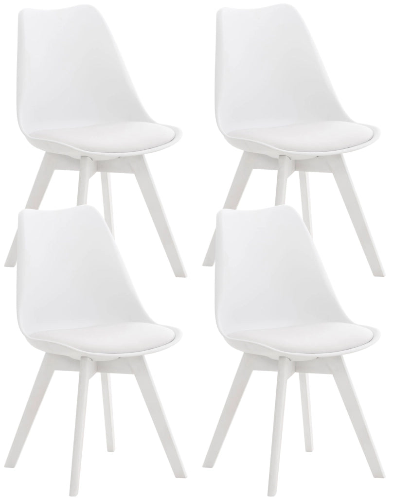 Set 4 Sedie Pranzo Linares bianco/bianco,Plastica