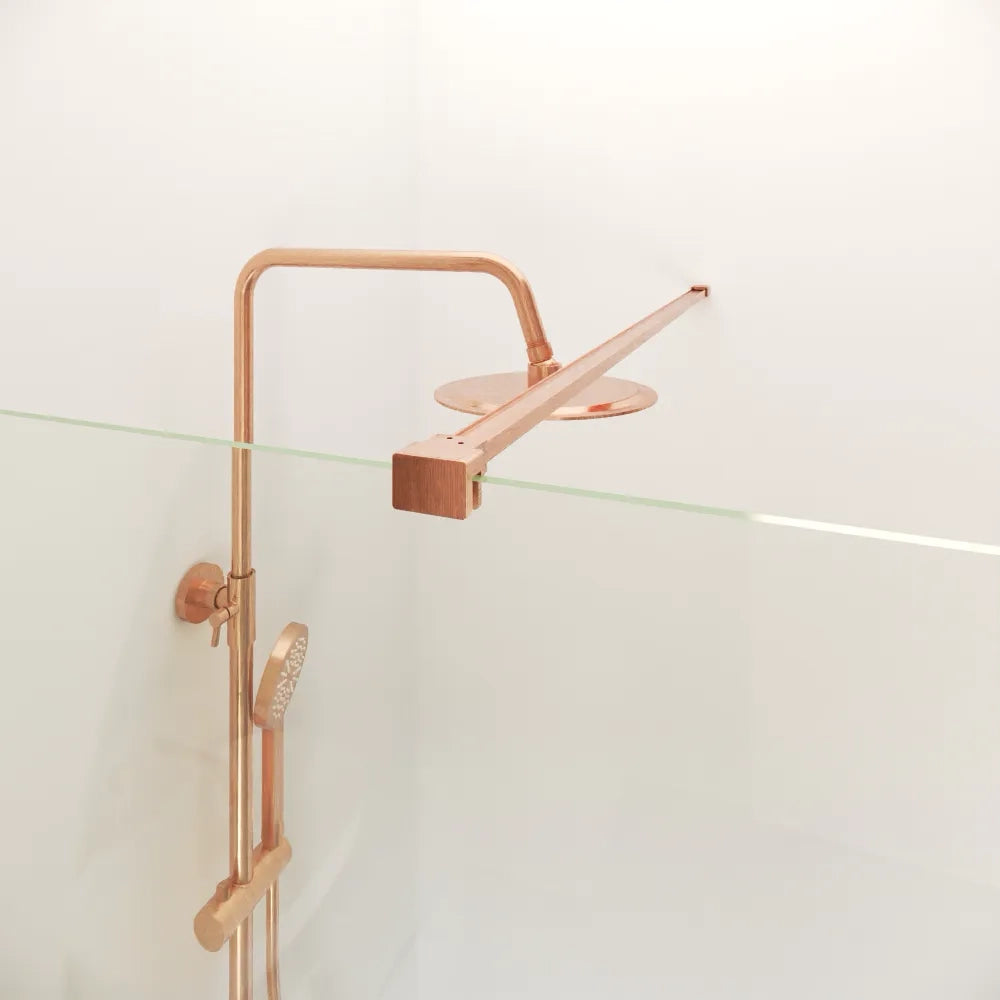 Doccia walk-in arco 120cm con cerniere rame spazzolato vetro 8mm trasparente easy clean h200 | Senja