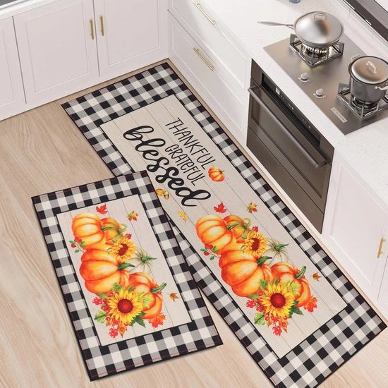 Set di tappeti antiscivolo per cucina - Lavabile e assorbente - 2 pezzi 43 x 75 + 43 x 120 cm