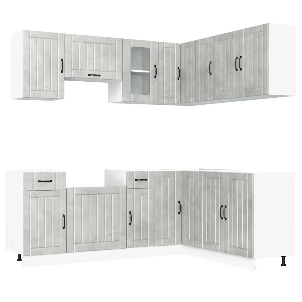 Set Mobili da Cucina 11 pz Lucca Grigio Cemento in Truciolato 3314955