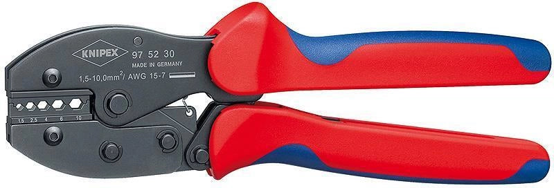 KNIPEX 97 52 30 PreciForce Pinza crimpatrice per terminali non isolati 1,5 - 10,0 mm² AWG 16 - 8 con impugnature multicomponente 220 mm colore Nero