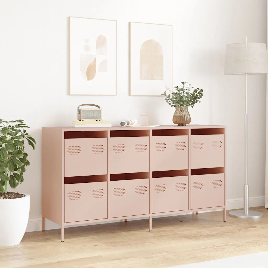 Credenza Rosa 135x39x73,5 cm in Acciaio Laminato a Freddo
