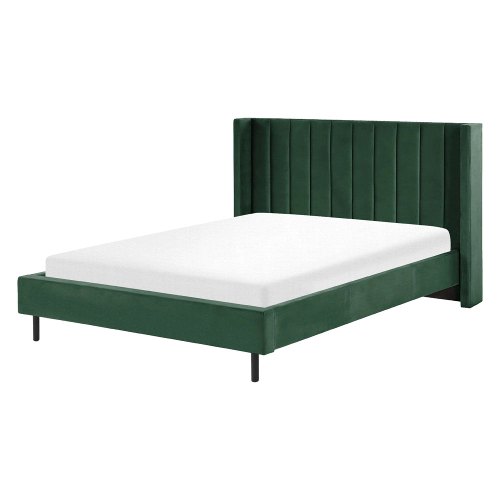 Letto matrimoniale 160 x 200 cm Rete a doghe in velluto verde scuro