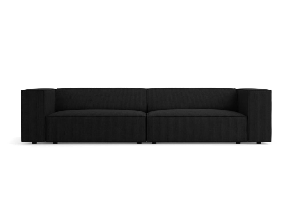 Cosmopolitan Design - Divano "Arendal" 4 posti in ciniglia con effetto a coste nero 
