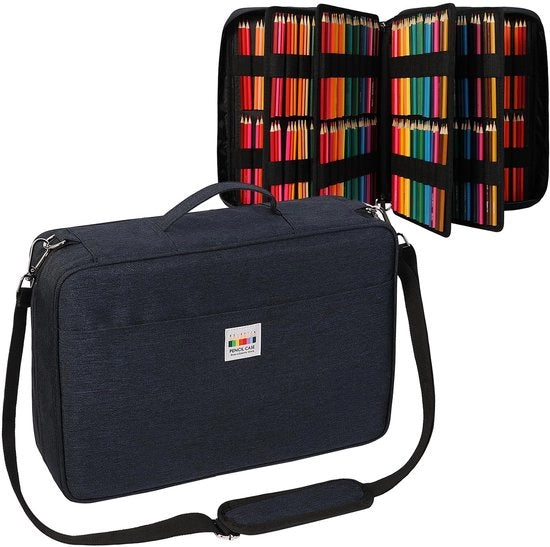 Etui con grande capacità per 480 matite colorate, tasca impermeabile per penne, organizzatore per matite colorate, pennelli per artisti, pennarelli fini e pennarelli a sfera, regalo (blu)