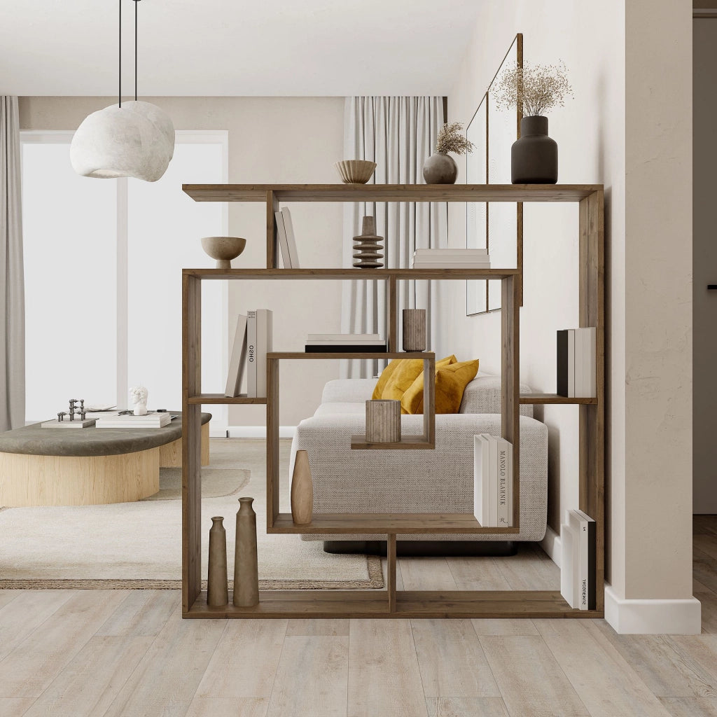 Libreria in legno "Labirent" - 125 x 22 x 129 cm - Marrone