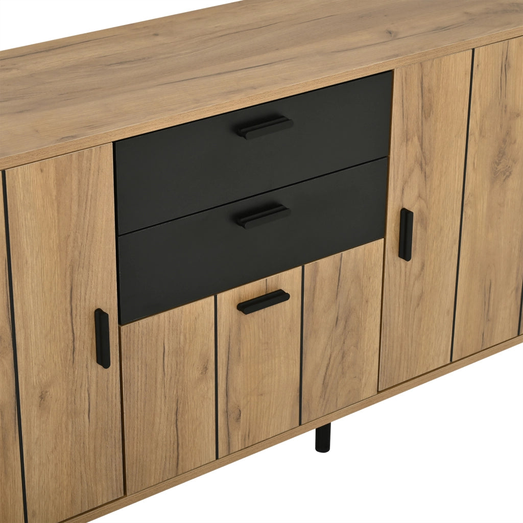 Credenza con 2 cassetti e 3 ante; 7 vani di contenimento; per soggiorno e sala da pranzo; 140 × 35 × 67 cm